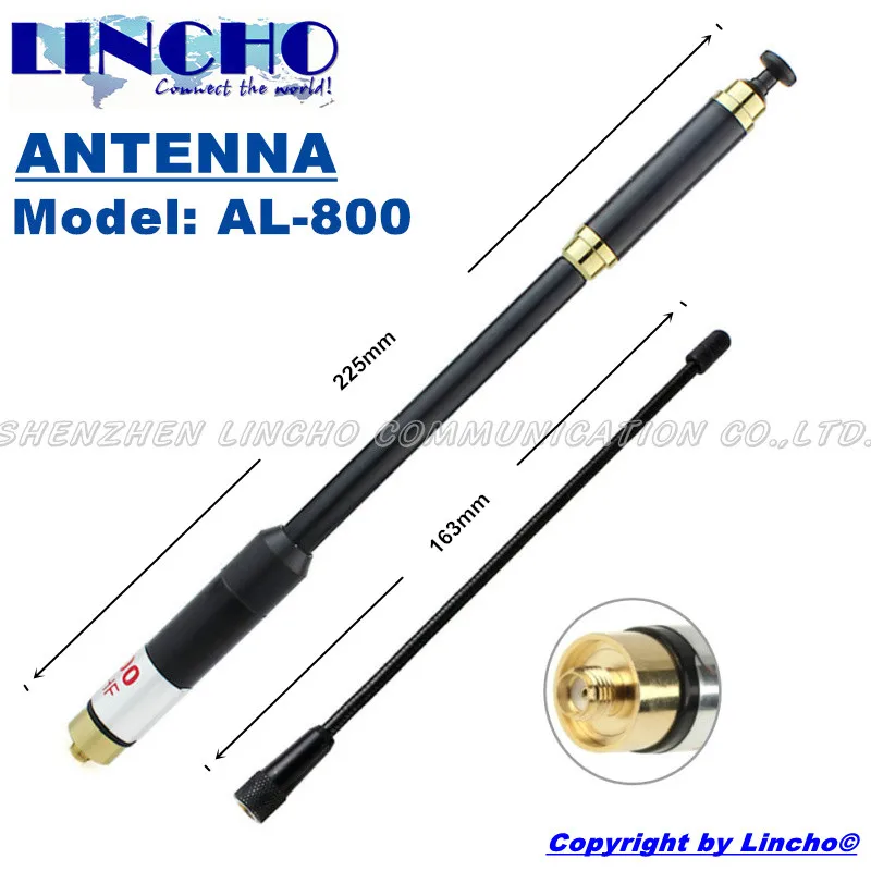 AL 800 dual band VHF UHF long range telescopic antenna AL800 SMA Female Walkie Talkie BAOFENG