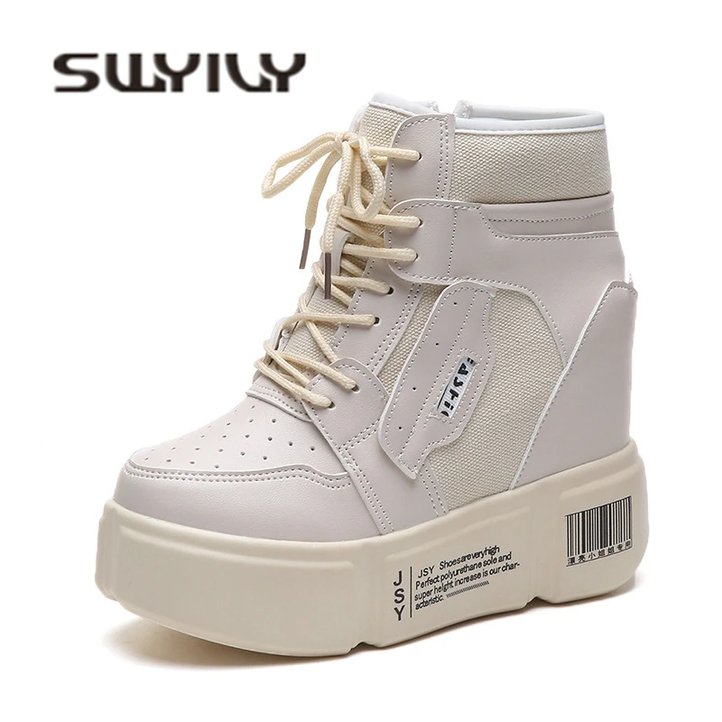 SWYIVY 35 43 Couples Design Woman Sneakers Genuine Leather High Top Casual Shoes Flats Autumn New Brithish Canvas Sneakers