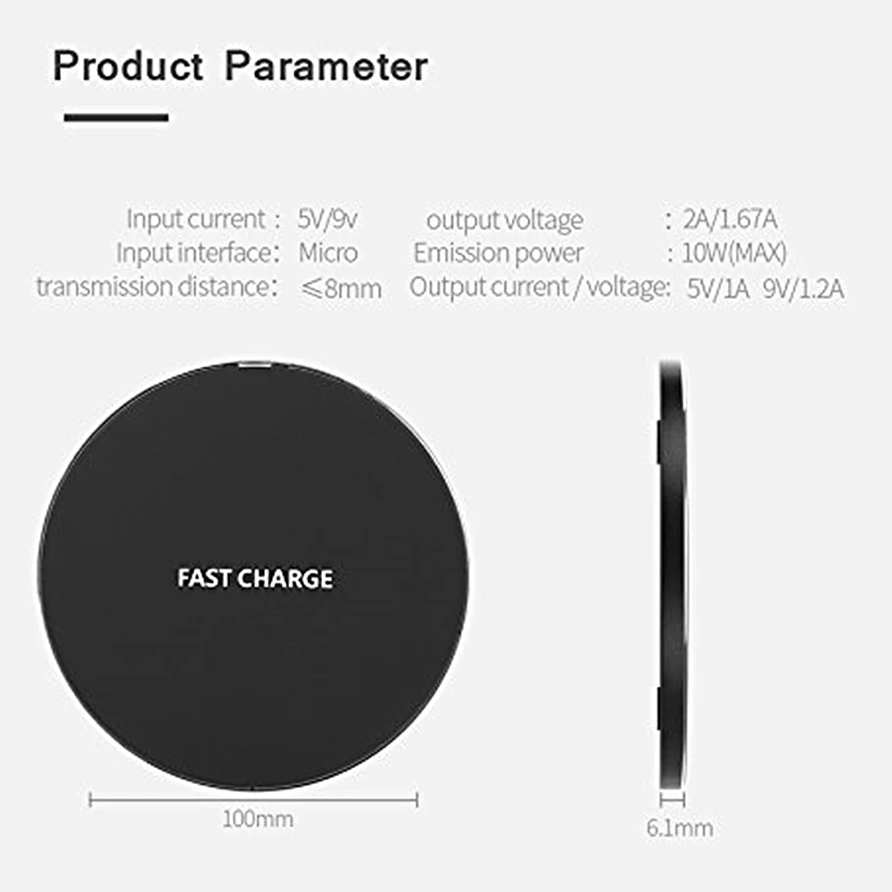 QI Wireless Charger Quick Charge 3.0 Fast Charging for iPhone 10 X XS XR Samsung S7 S8 S9 S10 oneplus 7 pro Silm 5V/2A 9V/1.67A