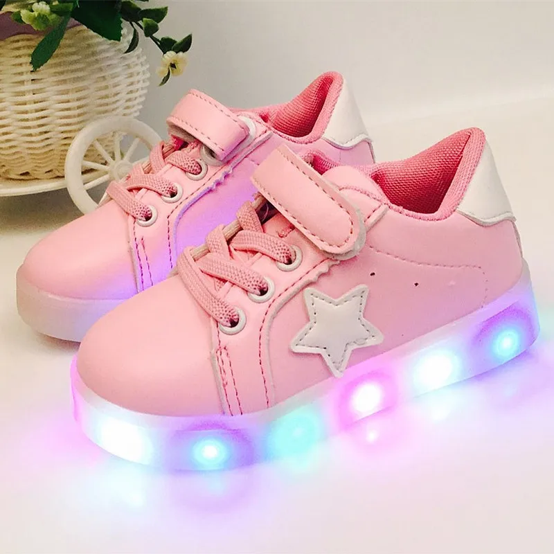 От 1 до 6 лет детский светодиодный светильник обувь для маленьких мальчиков и девочек повседневная спортивная обувь модная детская обувь для бега светящиеся кроссовки - Цвет: 4