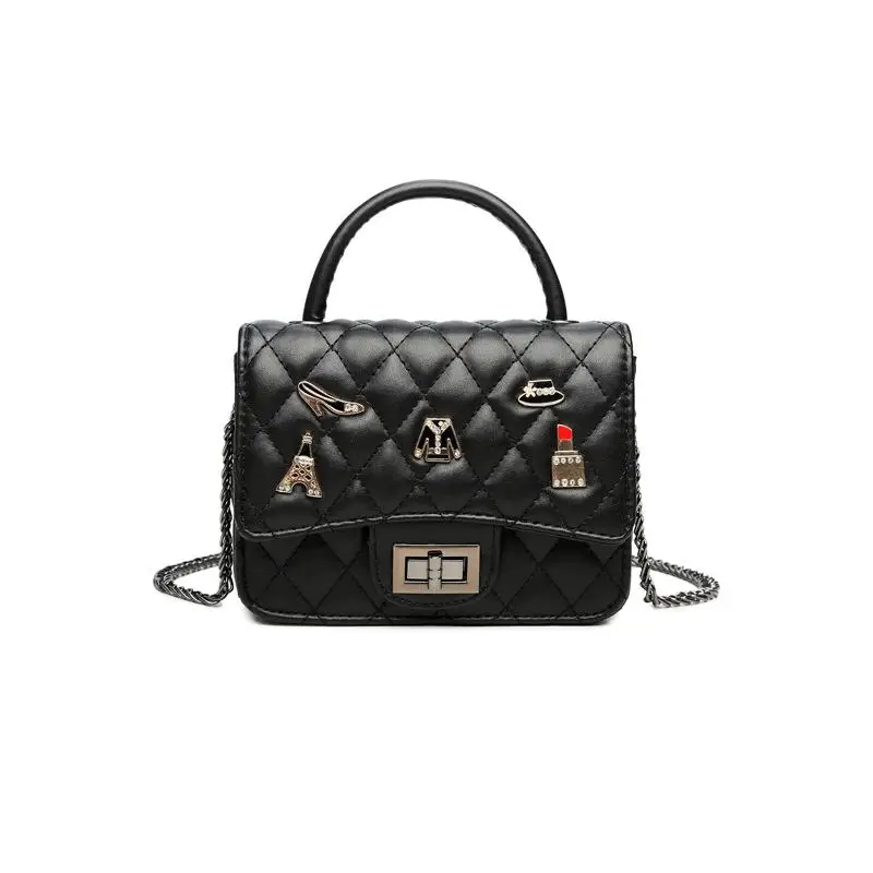 

KYYSLO Lock embroidered thread micro chapter rhombic chain small square bag Korean version of wild women Shoulder Messenger Bag