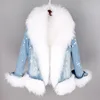 2022 Natural wool lined with luxurious wool fur collar denim coat winter casual warm fashion short fur jacket ► Photo 3/6