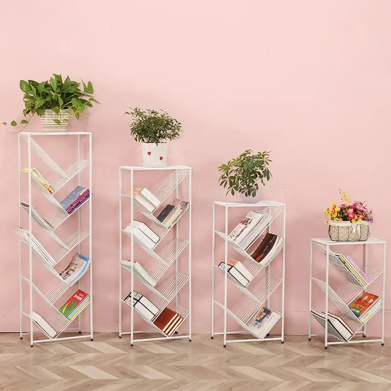 Iron multi-layer simple bookcase storage rack simple modern floor children's bookcase tree-shaped bookshelf