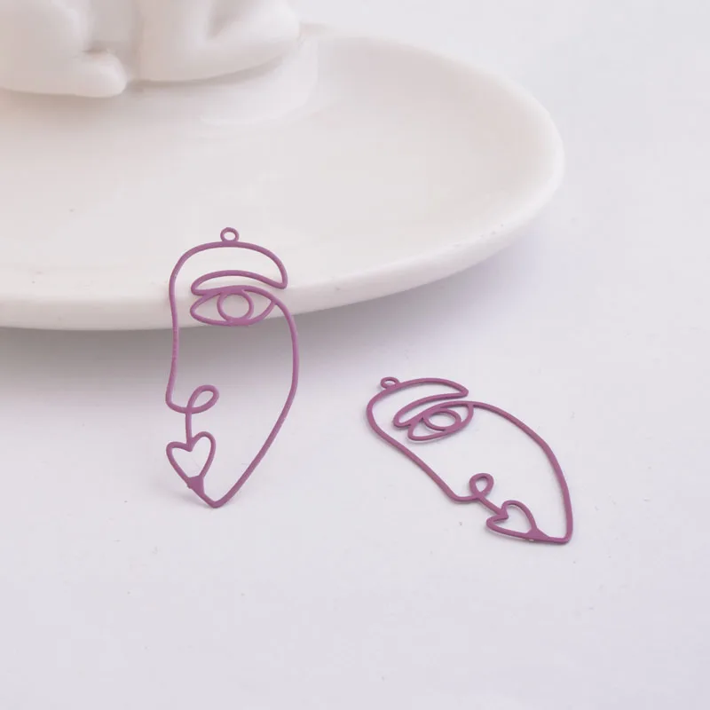 50pcs AC9607 15*38mm 크리 에이 티브 얼굴 귀걸이 Diy 수제 매력 금속 보석 펜던트