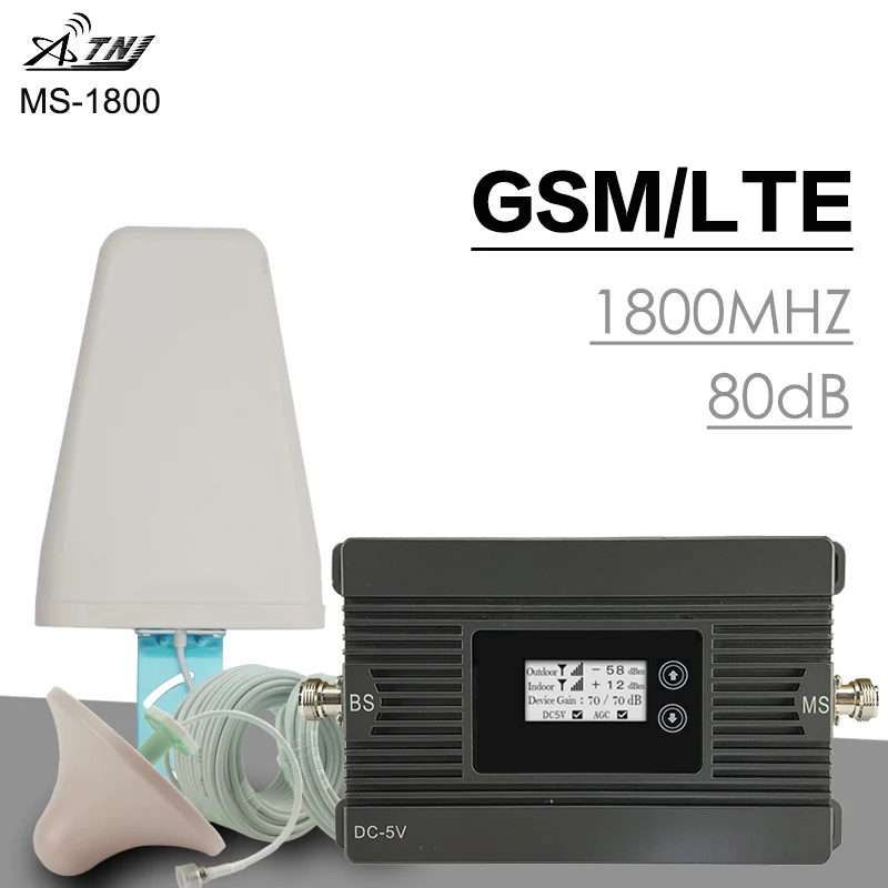 Усилитель сотового сигнала 500 кв. м. ATNJ 4G LTE DCS 1800 МГц 80 дБ GSM ретранслятор для