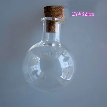 

Free shipping 30pcs/lot 27*32mm diy clear glass bottle with cork Perfume essential oil bottle vial pendant, glass smell bottle