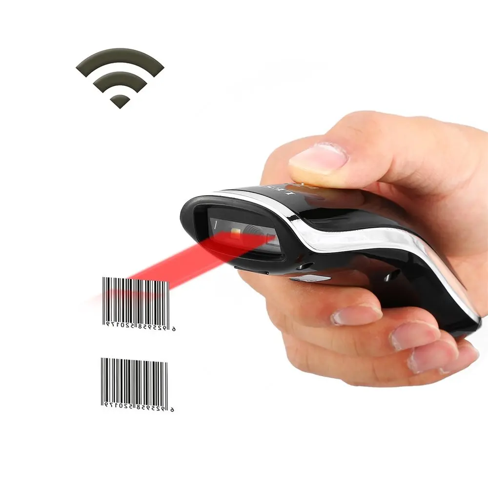 

Mini 2.4G Wireless Bluetooth Handheld 2D / QR Barcode Scanner Bar Code Reader For Mobile Payment Grating Type Black