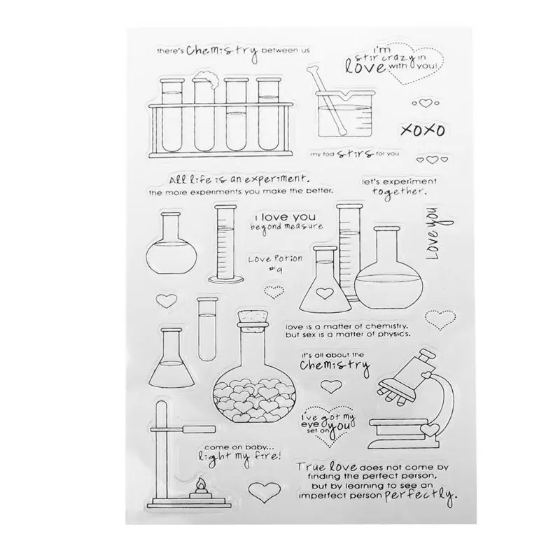 

Chemistry DIY Silicone Clear Stamp Cling Seal Scrapbook Embossing Album Decor