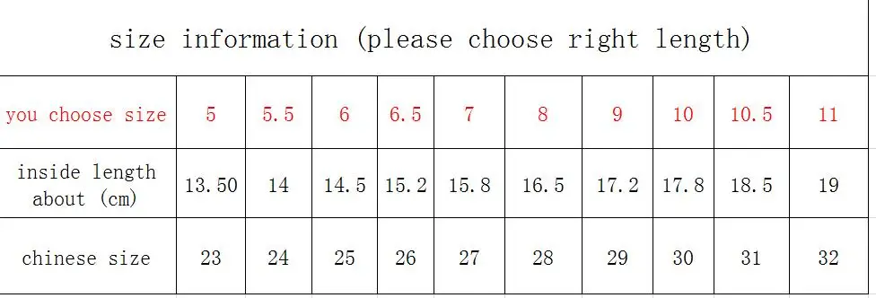 size shoes