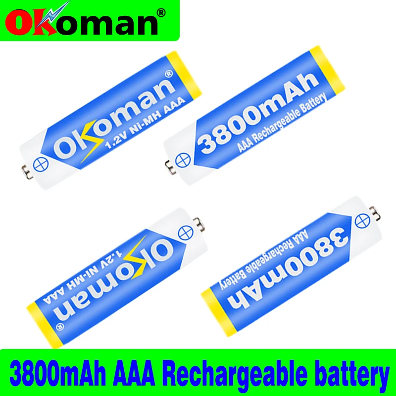 4-20 шт Okoman AAA 1,2 v NIMH батарея 3A 3800mah aaa перезаряжаемые батареи aaa Ni-MH батареи AAA перезаряжаемые батареи