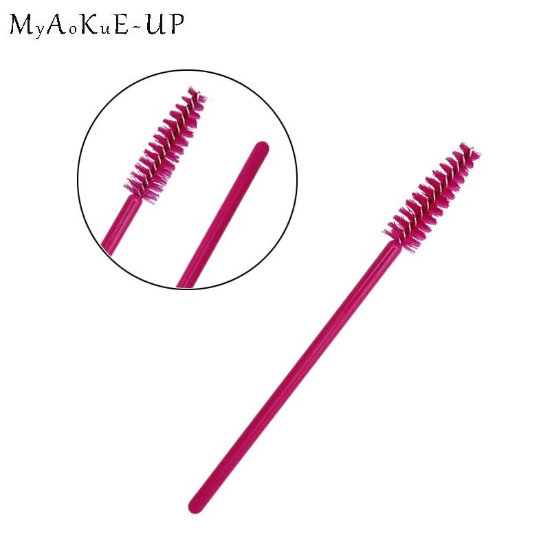500 pcs/lot Disposable Regular Eyelash Brushes Rose Red Mascara Wands