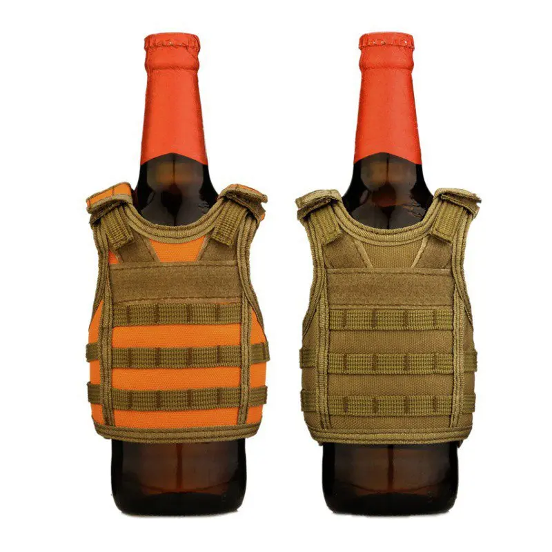  Tactical Beer Bottle Cover Military Miniature Molle Vest  Bottle Drink Set Beverage Cooler Adjustable Strap Dropshipping 
