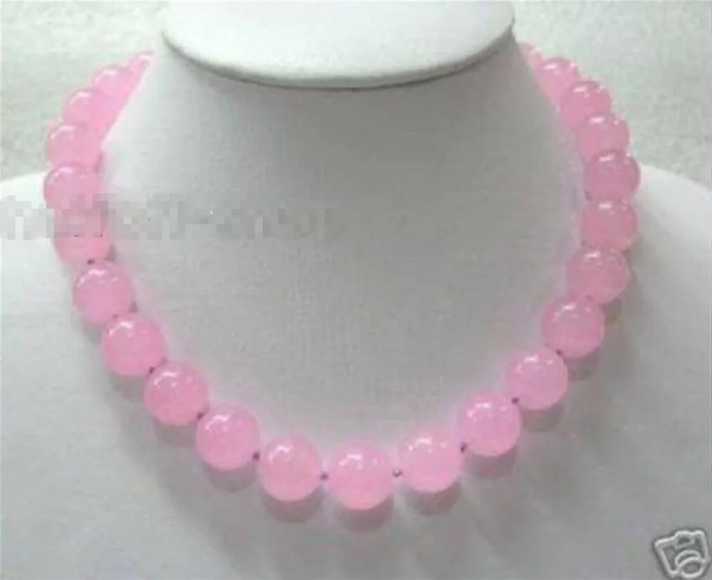 

Hot sale new Style >>>>>14mm Pink Chalcedony Round Beads Necklace 18 AAA AAA