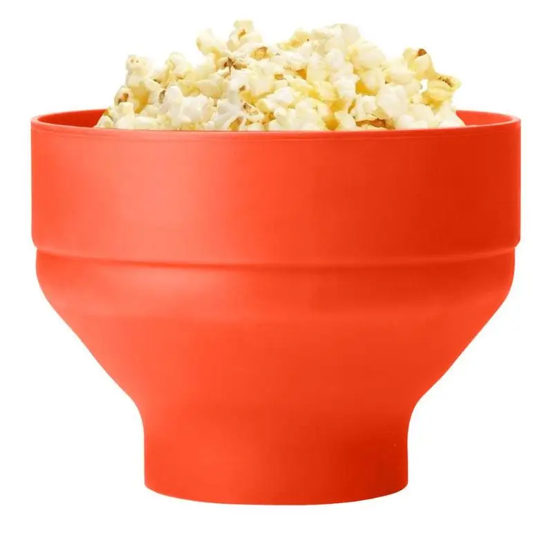 Popcorn Bowl Silicone Microwave Folding Popcorn Maker Bucket with Lid Food Making Home Kitchen Tools