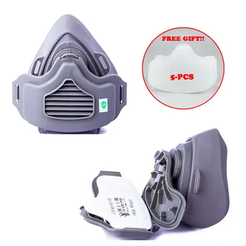 

Half Face Dust Mask Dust-Proof Respirator For Builder Carpenter Daily Haze Protection Work Safety Mask + 5pcs Cotton Filters