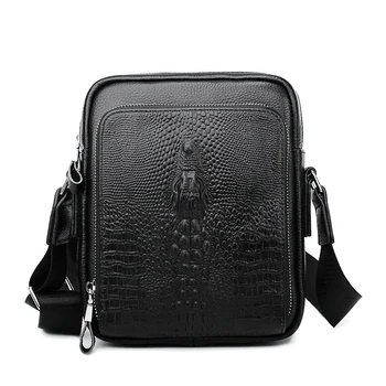

New design Crocodile pattern Cowhide leather men's bag business casual embossed crocodile pattern handbag men's shoulder bag