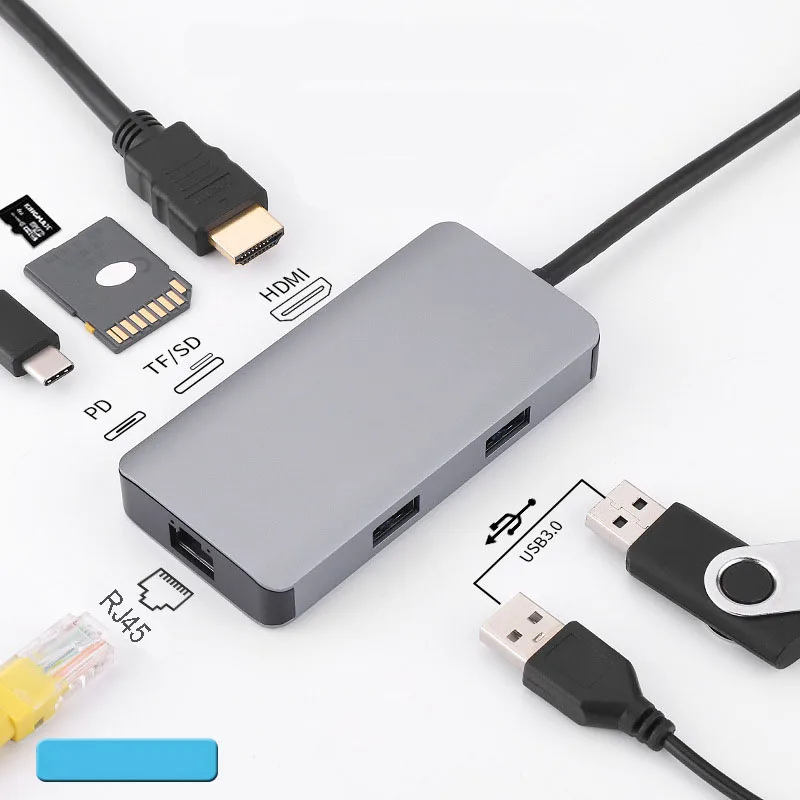 Baolyda USB 3,1 Тип C концентратор 9 в 1 Тип C к HDMI Hub адаптер Thunderbolt HDMI 4K VAG Gigabit LAN Зарядка Док-станция для Macbook Pro