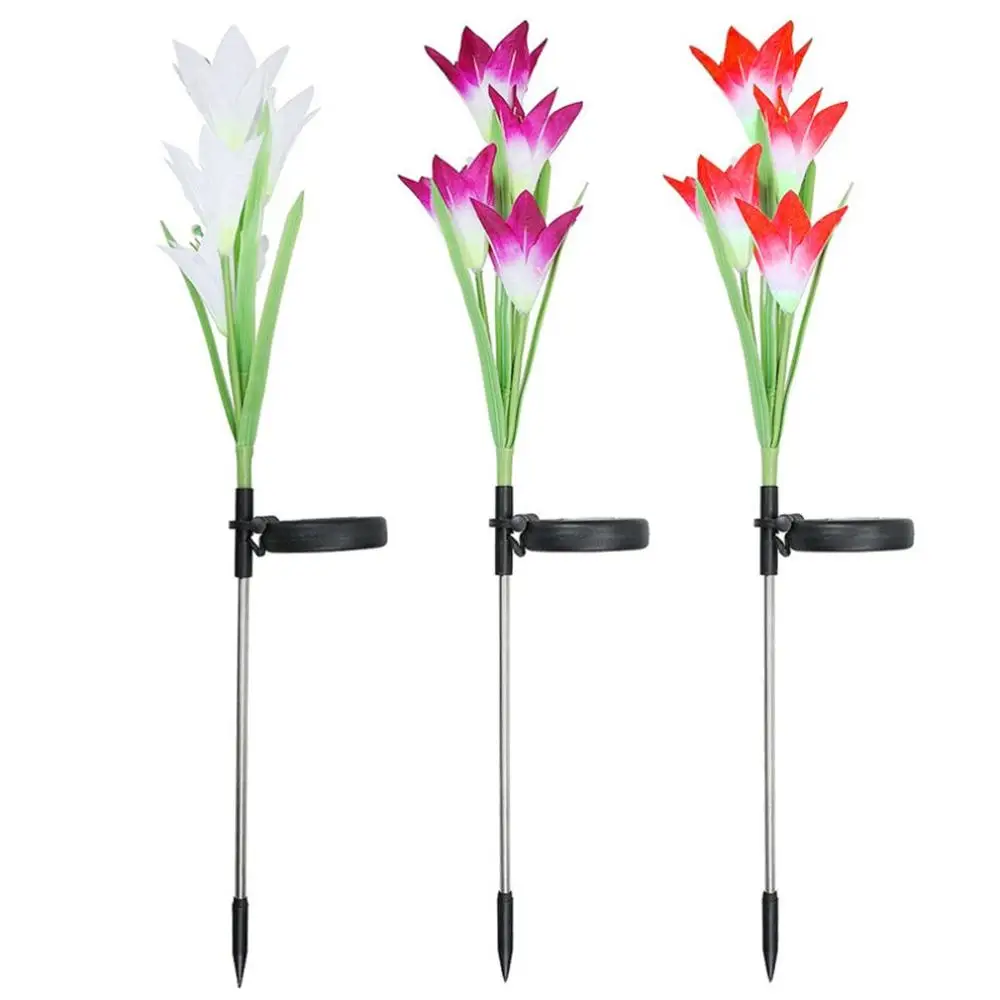 

Solar Lily Flower Color Gradient 4Led Ground Light Garden Light Garden Light Lawn Light Artificial Flower