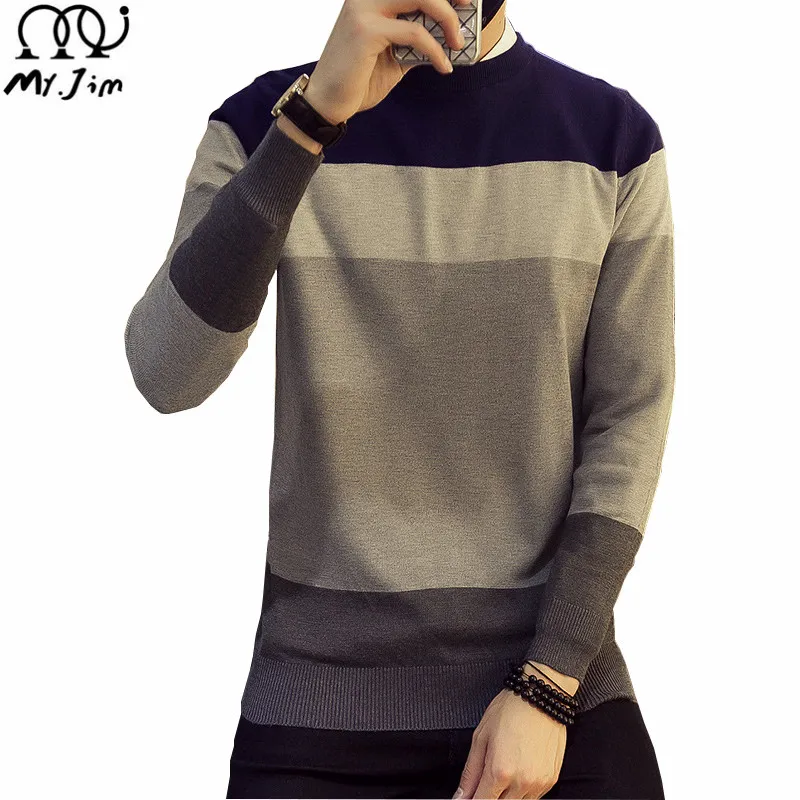 MR.JIM 2016 Men's sweaters men's casual round neck sweater knitted