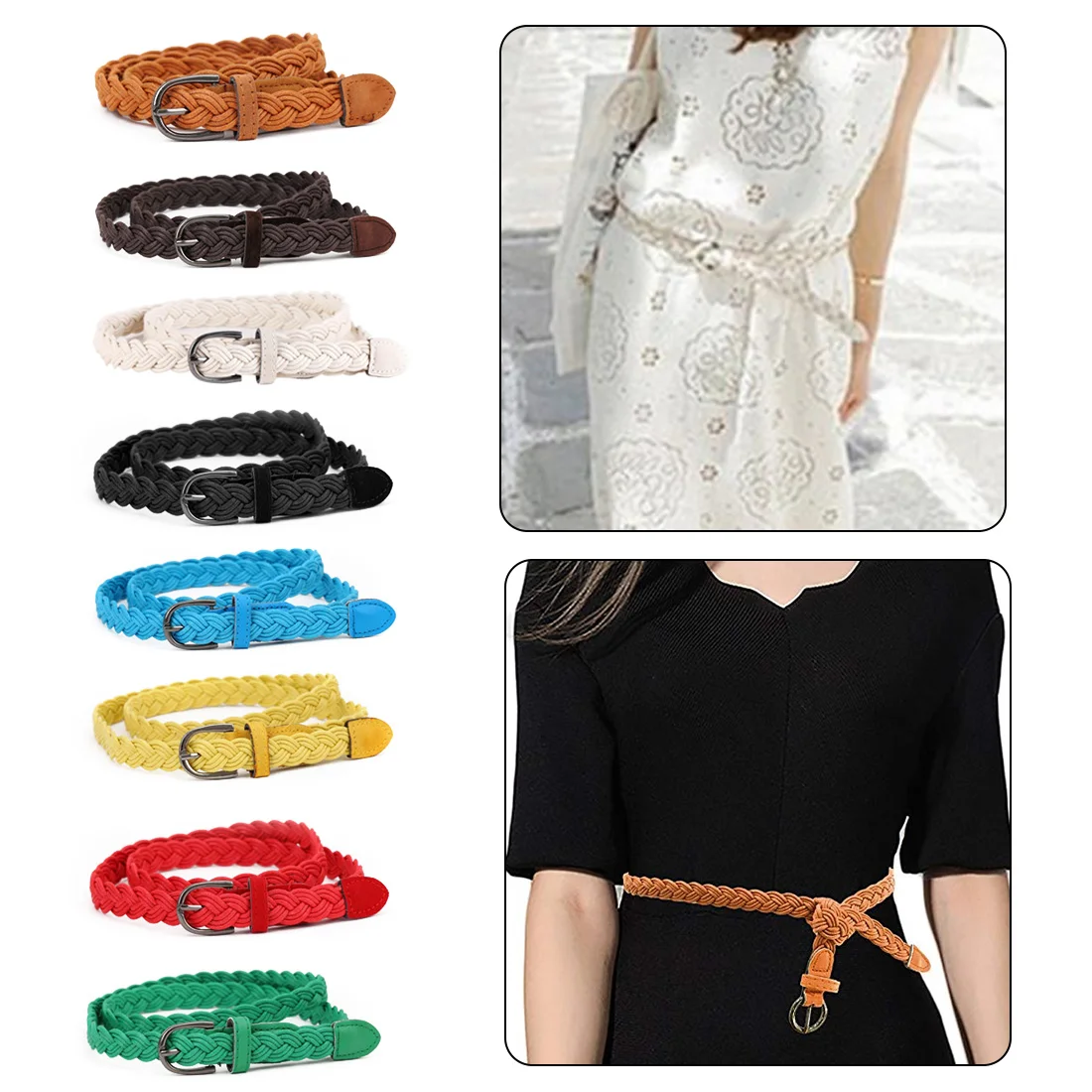 

New Style dress Belt Plait Shape Candy Colors Hemp Rope belt Braid Womens Hemp Belt Female Belt For Women Summer Dress Hot Sale