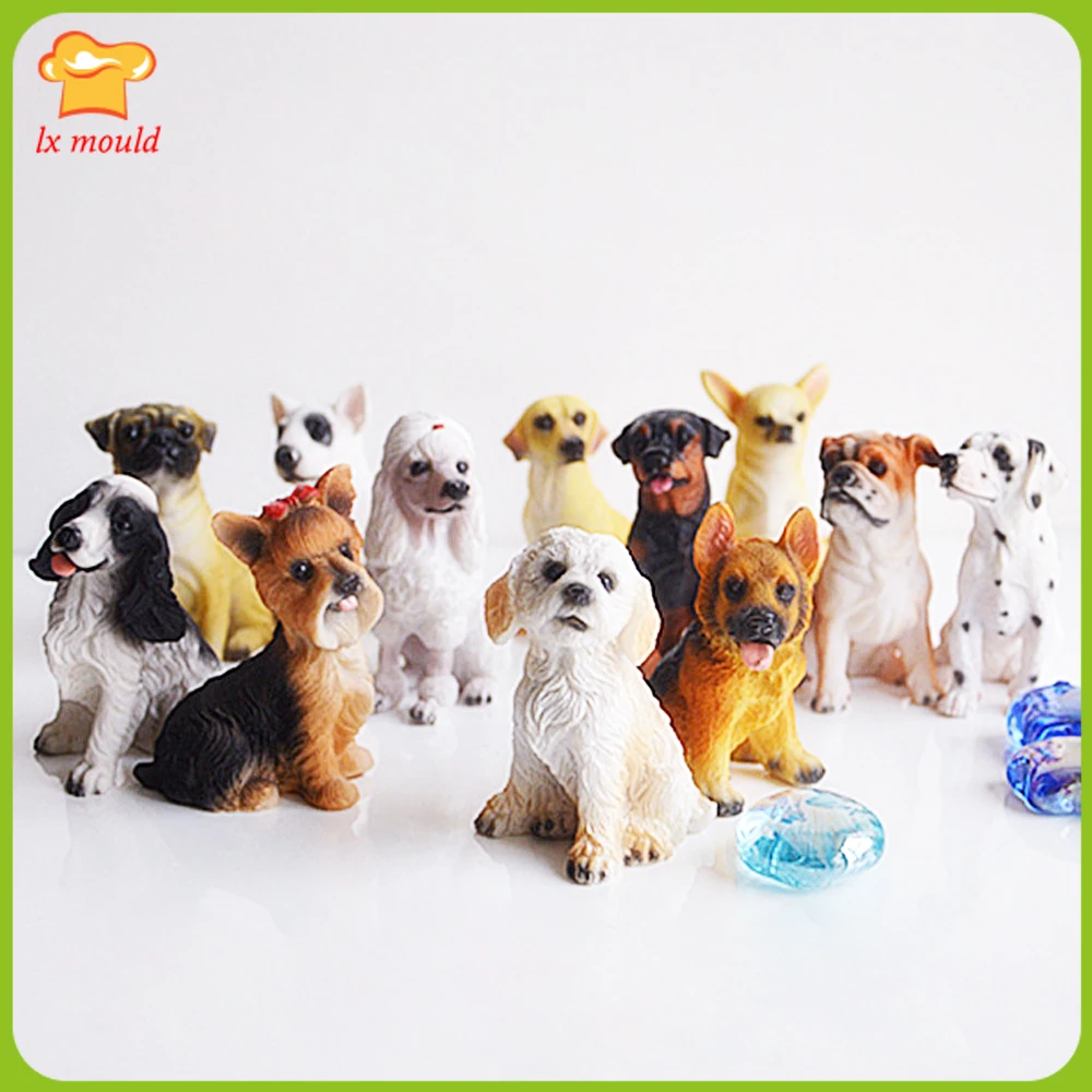 

2019 hot 12 style dog silicone mould 3D boutique soap candle handmade mold