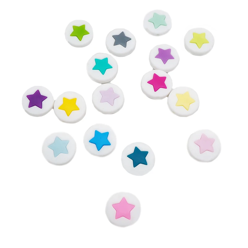 

Chenkai 50PCS Silicone Teething Beads Star Round Pie Beads Teethers Food Grade For DIY Infant Nursing Necklace Gift Accessories
