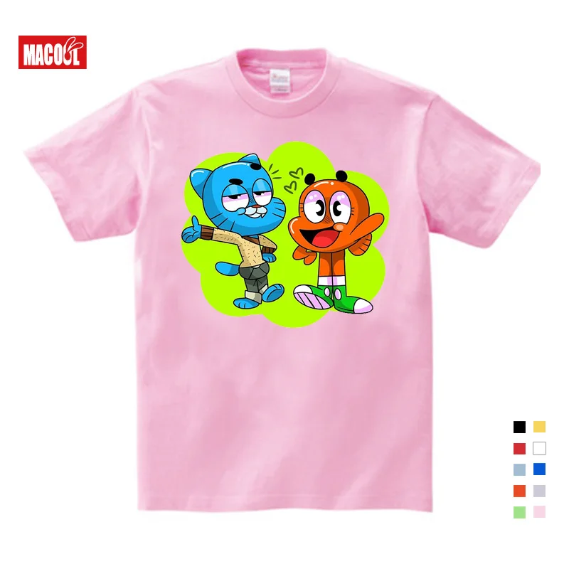 

The Amazing World of Gumball Darwin Good Bad Ugly T-Shirt Novelty Cool Tops Boy Short Sleeve T Shirt Children Shirt 3T-9T