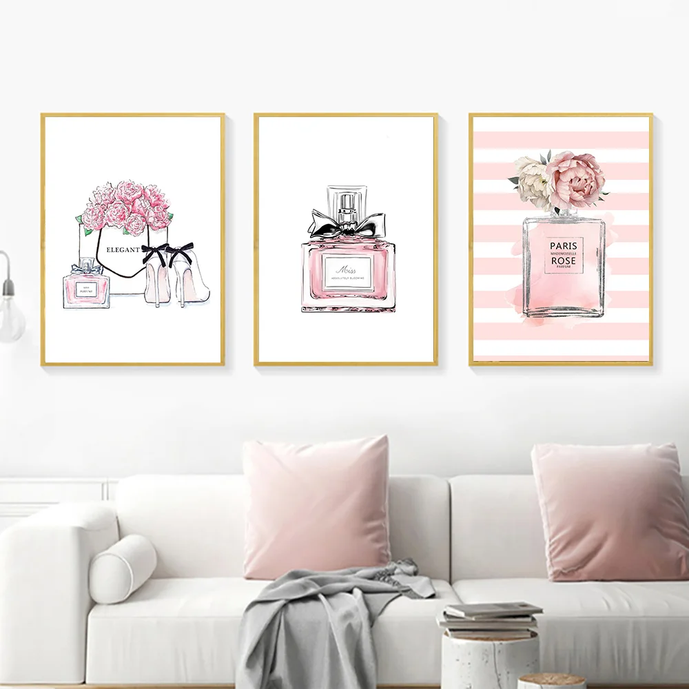 Abstract Painting Poster Perfume Art Print Canvas Poster Pink Picture Fashion Canvas Art Posters And Prints Living Room Unframed