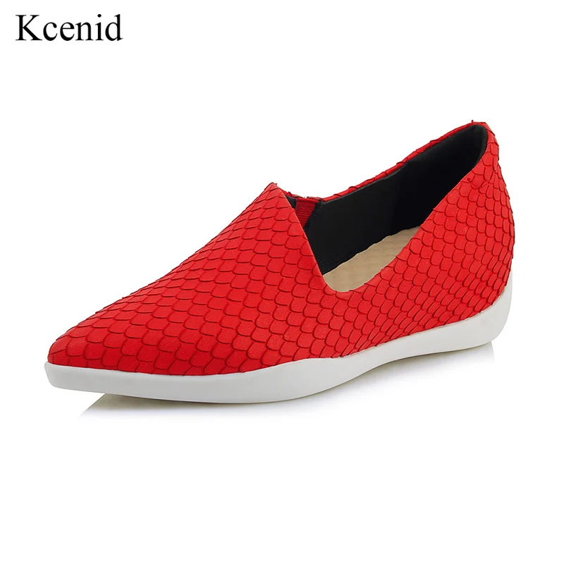 

Kcenid New soft flats women shoes red black loafers real leather slip on footwear female pointed toe flat platform shoes woman