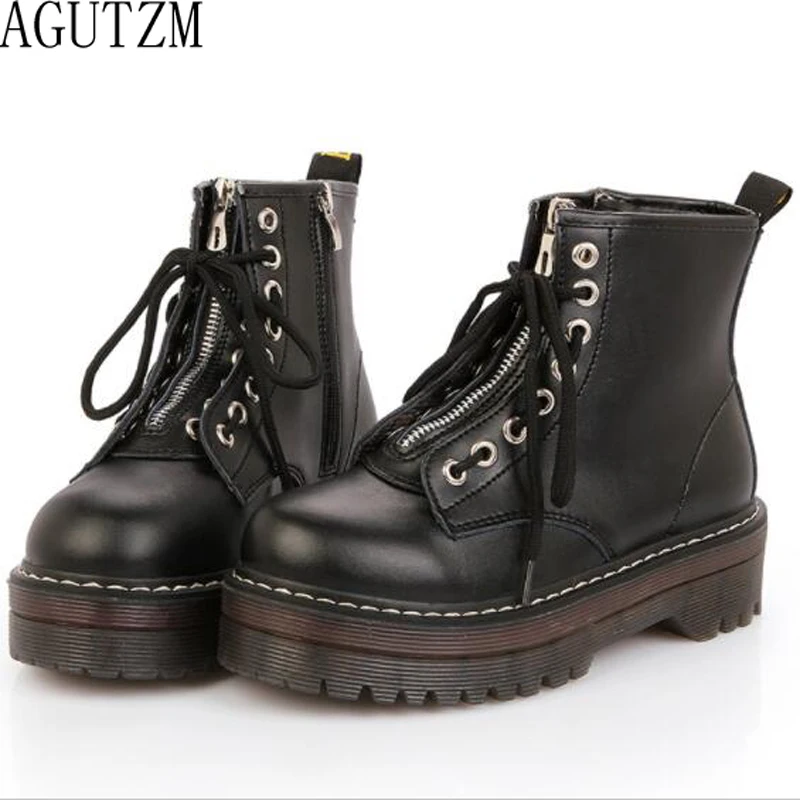 

High quality platform autumn and winter add cotton warm motorcycle boots martin boots women's punk ankle boots size 35-40 V667