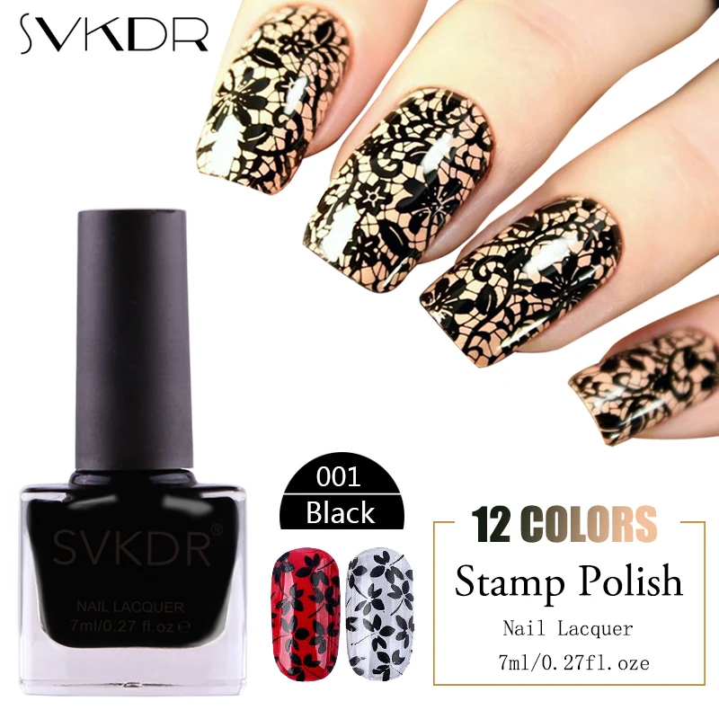 

SVKDR Nail Polish Stamp Polish Nail Art 12 Colors 7ml DIY Stamping Nail Lacquer for Gift Nail Art Painting Printing Varnish