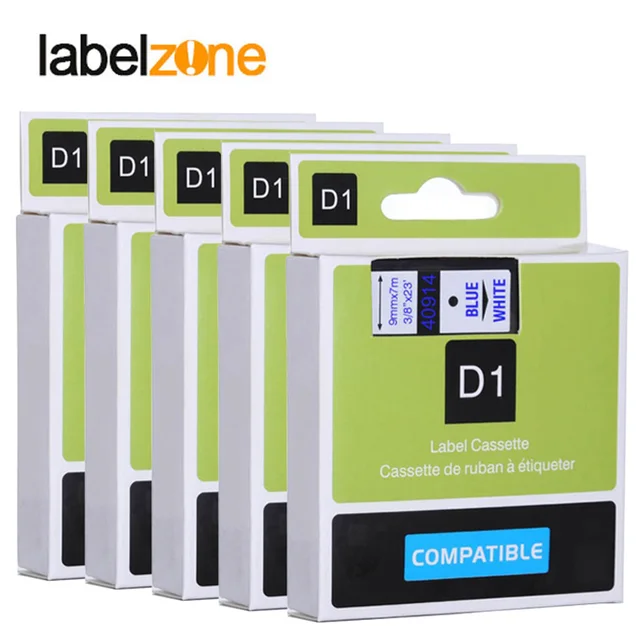 Best Offers 5Pcs Blue on white 40914 label tapes compatible dymo d1 label printers 9mm*7m label ribbon cassette for dymo label manager 160 Best Offers 5Pcs Blue on white 40914 label tapes compatible dymo d1 label printers 9mm*7m label ribbon cassette for dymo label manager 160