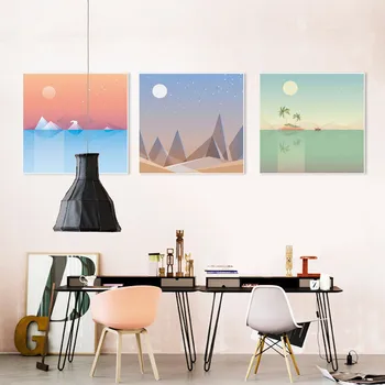 

Modern Abstract Summer Natural Landscape Mountain Sun Moon Canvas A4 Art Print Poster Wall Picture Home Decor Painting No Frame