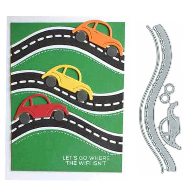

Highway Road Car Frame Metal Cutting Dies Stencil for DIY Scrapbooking Photo Album Embossing Paper Cards Crafts Diecuts New 2019