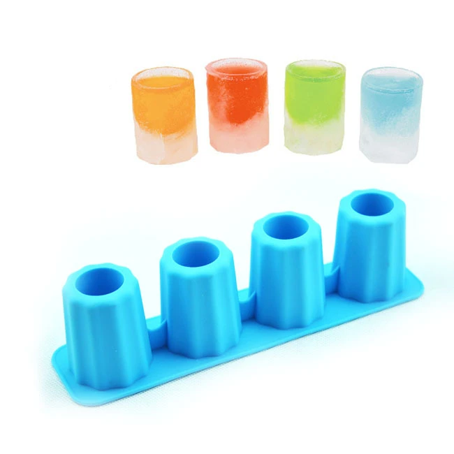 

4 Shorts Silicone Ice Mold,Bar Party Mini Cup Wine Glass Ice Cube Tray,Novelty Gifts Kitchen Drinking Tools Moulds E119
