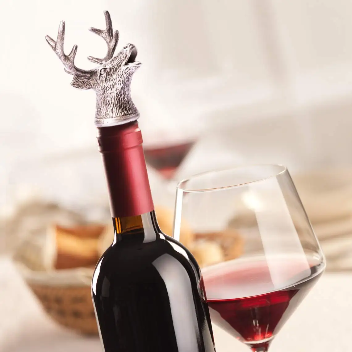 Metal Wine Pourer and Stopper Wine Aerators Deer Stag Head Wine Pourer