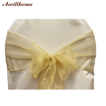 

150 pcs wedding chair sashes free shipping champange organza sashes