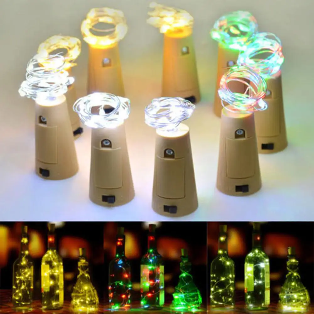 

8LED Copper Wire Wine Bottle Cork Shape Light Starry Light Wedding Decor
