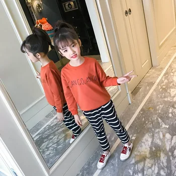 

2018 girl kids spring clothes girls sets clothing sweatshirt +leggings 2 pieces children costume clothes for girls 9 years old