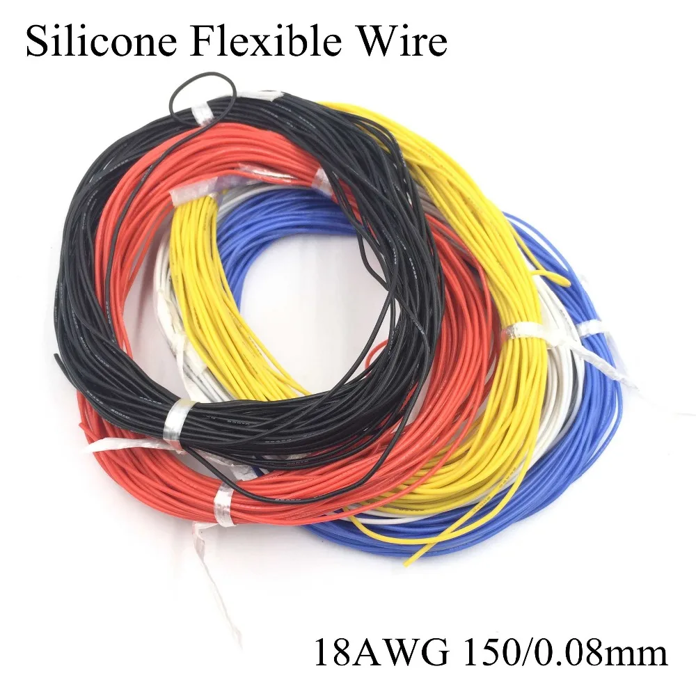 

1Meter/lot 18AWG Silicone Electric Wire Ultra Flexible Test Line High Temperature Tinned Copper Gel Soft Model Conductor Cable