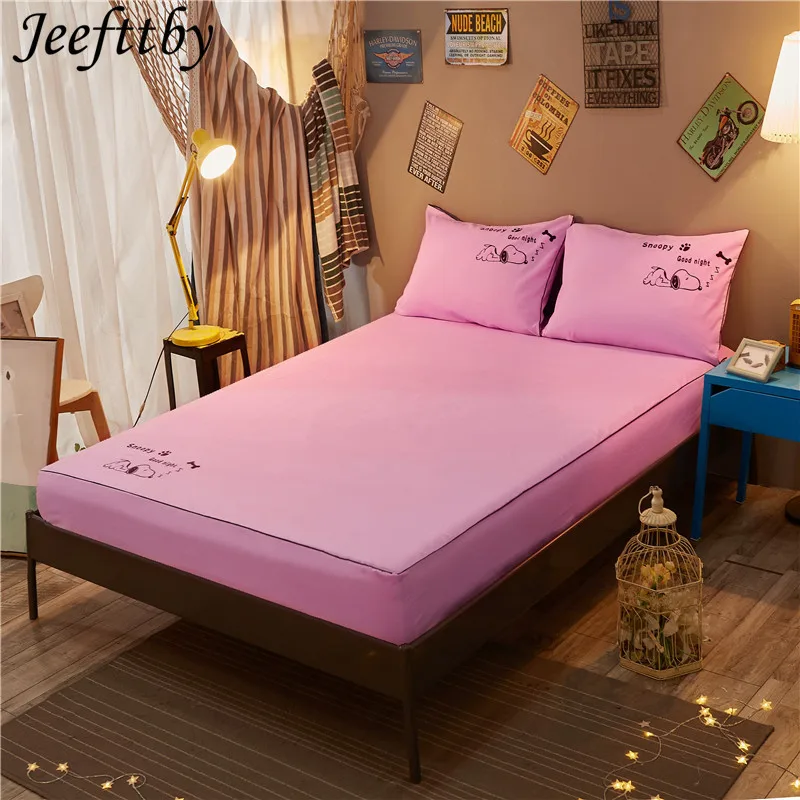 

bedding Pure pink 1Pcs 100% Polyester / CottonFitted Sheet Mattress Cover Four Corners With Elastic Band Bed Sheet 180x200cm