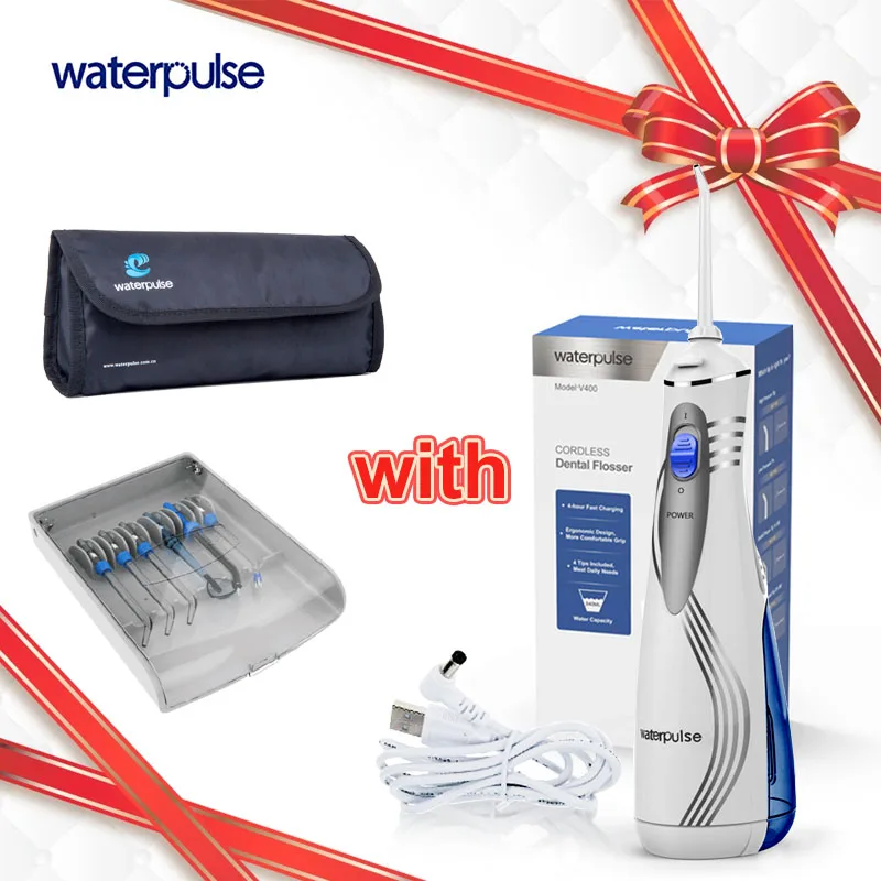 Waterpulse V400 Портативный зубная нить Ирригатор для полости рта Перезаряжаемые уход