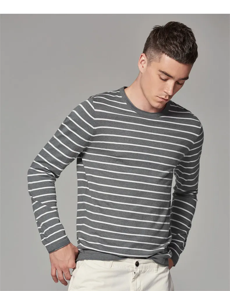 Autumn Sweater T Shirt Men Striped O Neck Male Sweater Pullovers Hight Quality Thin Knitted Tshirt 2018 Spring Winter Brand Muls-1