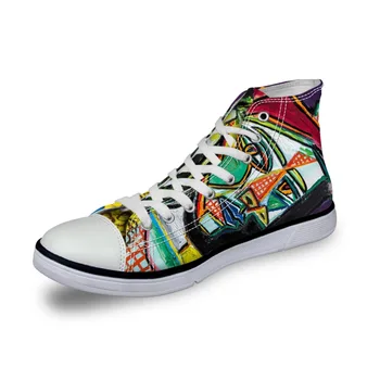 

Women Casual Painting Art Print Shoes Female Lace-up Vulcanized High-Top Canvas Shoes Designer Ladies Flats Girl Pablo Picasso