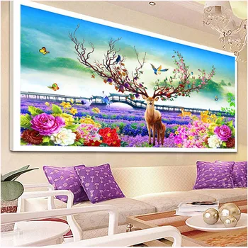 

QIANZEHUI,DIY 5D Elk, peony Diamond Embroidery,Round Diamond Full rhinestone Diamond painting cross stitch,needlework