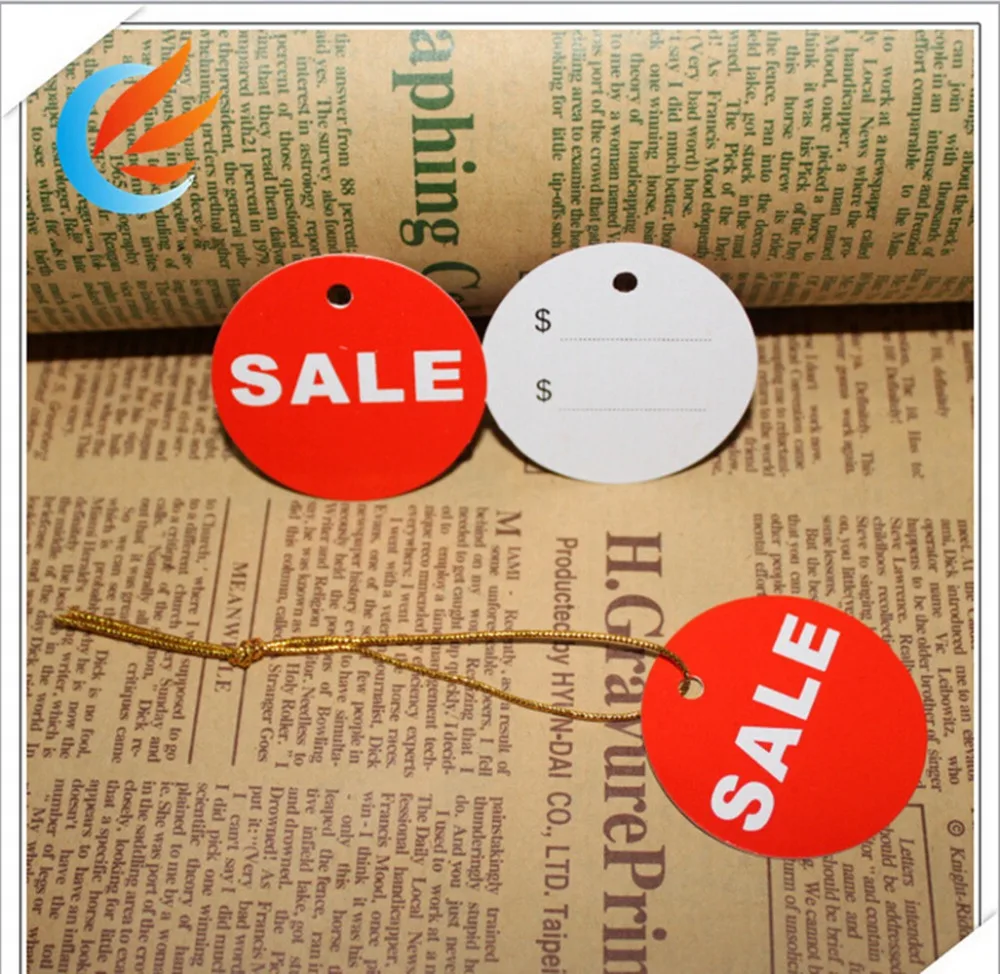 

Free shipping 100pcs Sales Price Paper Tags 45mm Promotion hang tag clothing price labels+20M string can be customized