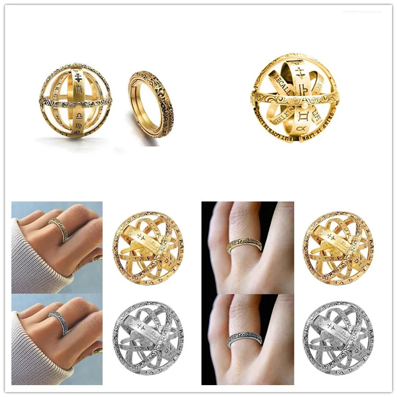 

Hot New Style Creative Astronomical Ball Ring Retro Rotating Clamshell Astronomical Ring Universe Ring Jewelry 6-9#