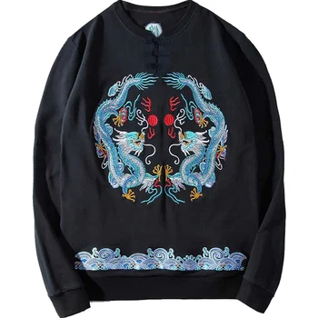 

Plus size 2xl-7xl 8xl men Hoodies Embroidery Chinese style autumn spring outerwear large male o-neck collar hiphop Sweatshirts