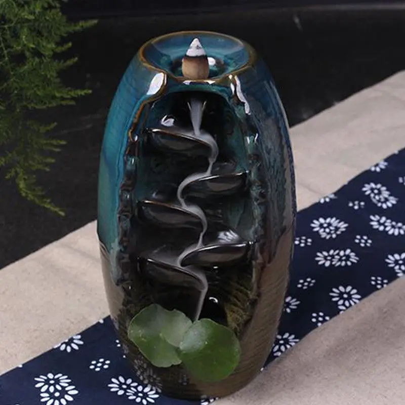 Модный керамический обратный поток водопад дым Курильница держатель домашний декор 10x конусов