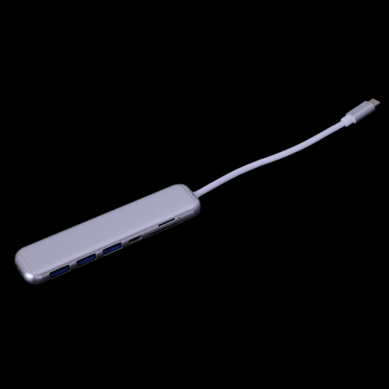 Портативный 7 в 1 тип-c Usb 3,0 алюминиевый сплав концентратор адаптер с Pd быстрое зарядное устройство Sd/Tf кард-ридер для ноутбука Macbook(серебро